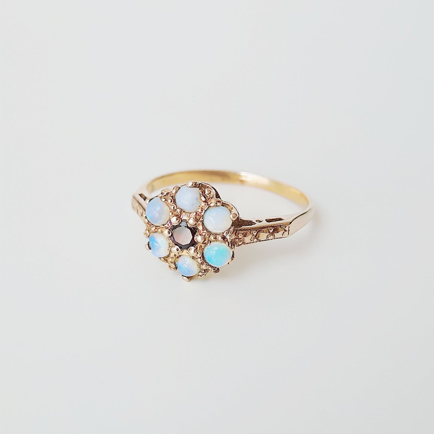 Garnet & opal cluster ring