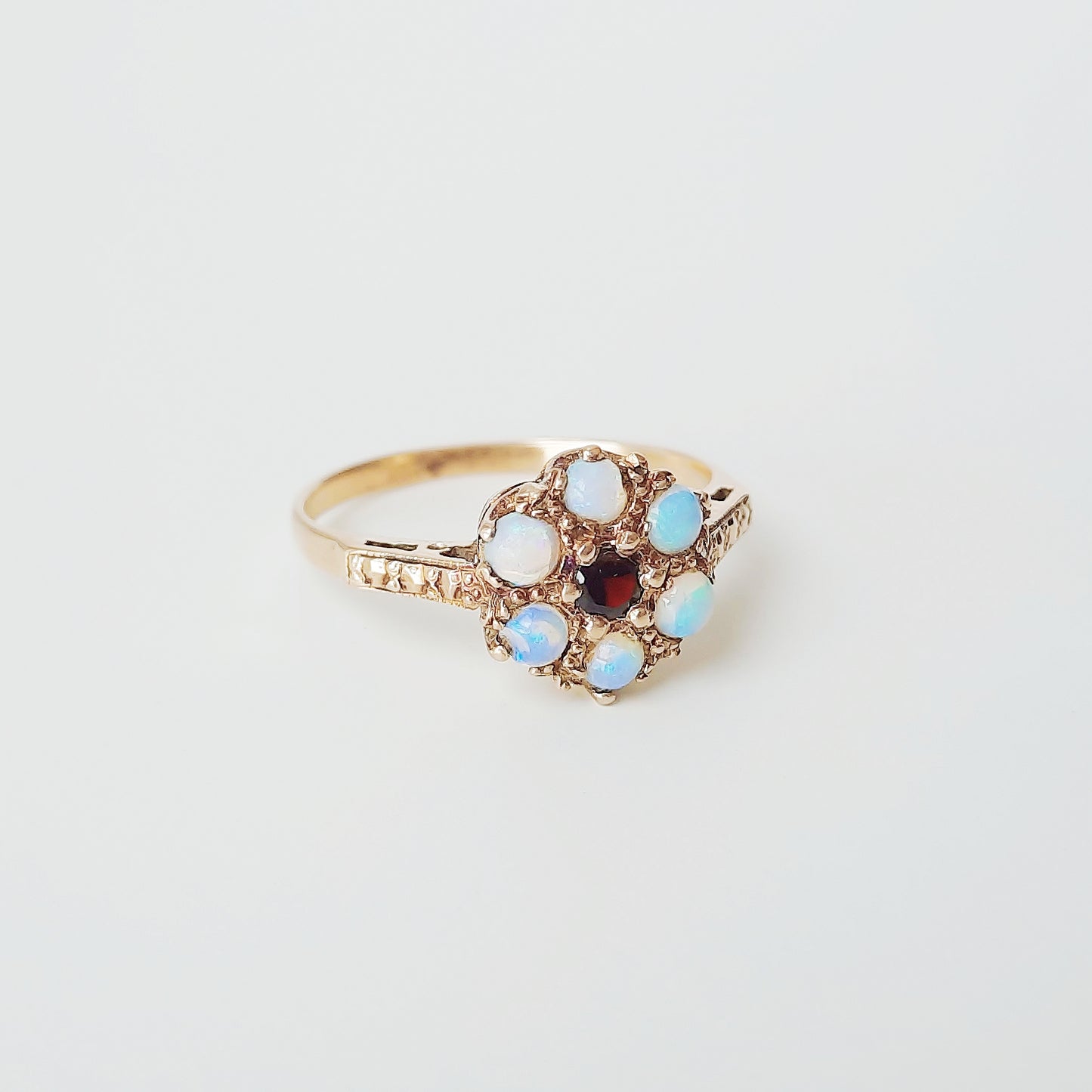 Garnet & opal cluster ring