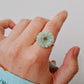 Jade & diamond flower ring | NEW