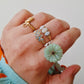 Jade & diamond flower ring | NEW